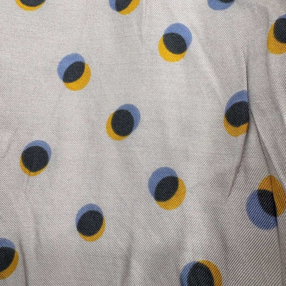 Boden Sz 10  Gray Polka  Dot Ruffle Button Down‎ Blouse Long Sleeve Silk Blend - Picture 9 of 12